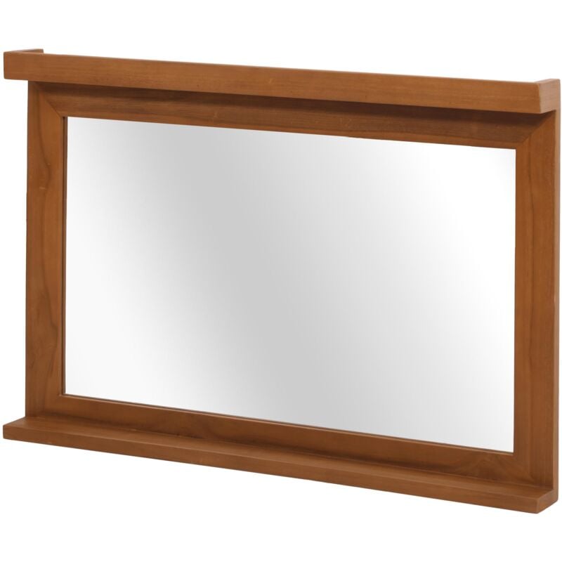 Jamais utilisé] Miroir mural en teck HHG 759, miroir de salle de bain/d'entrée, cadre en bois, teck de qualité B-Grade (bois de cœur, 20-30 ans),