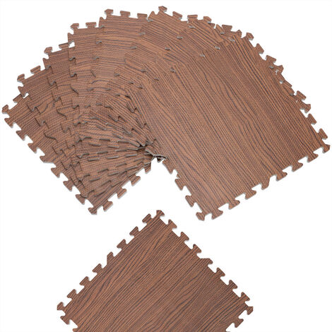 [JAMAIS UTILISÉ] Monzana Protection de sol / tapis puzzle 8 pièces - Brun aspect bois 172x87x1cm