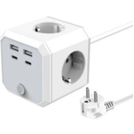 [JAMAIS UTILISÉ] Multiprise Cube avec 4Prises et 3 Ports USB, Tour Multiprises 1.8m Convient à La Maison et au Bureau, Blanc