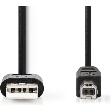 [JAMAIS UTILISE] Nedis Câble USB - USB 2.0 - USB-A Mâle - USB-B Mâle - 7,5 W - 480 Mbps - Nickelé - 1,00 m - Rond - PVC - Noir - Étiquette