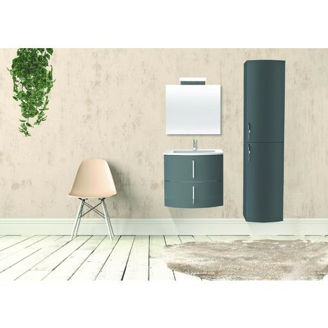 Ondee – Meuble de salle de bain FROLLO laqué 60 cm gris anthracite – Tiroirs à ouverture totale – Dimensions L61,5 x P51,5 x H55 cm – Finition mate