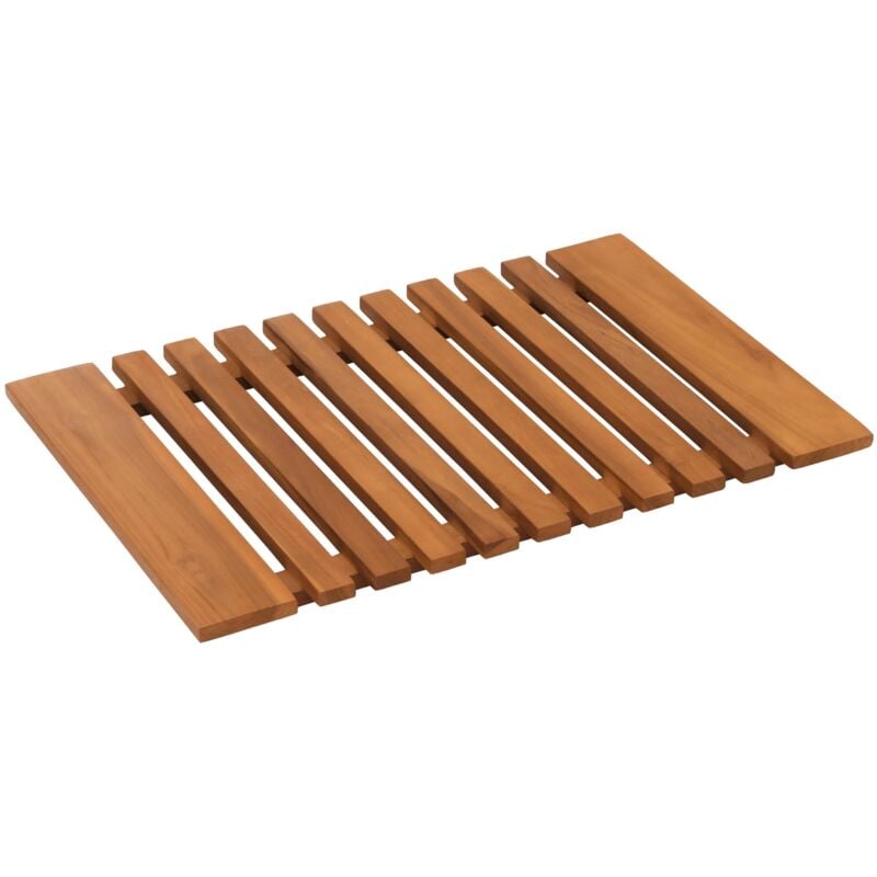 Jamais utilisé] Paillasson en teck HHG 793, tapis de douche Tapis de bain, teck de qualité B-Grade (bois de cœur, 20-30 ans), 4x60x40cm