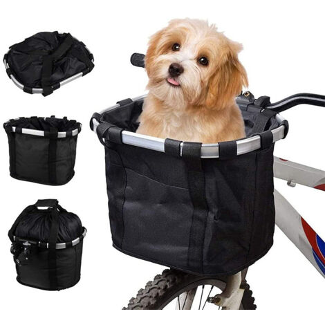 [JAMAIS UTILISÉ] Panier avant de vélo amovible, panier de vélo polyvalent pour chiens et chats, cyclisme, pique-nique, courses (noir)