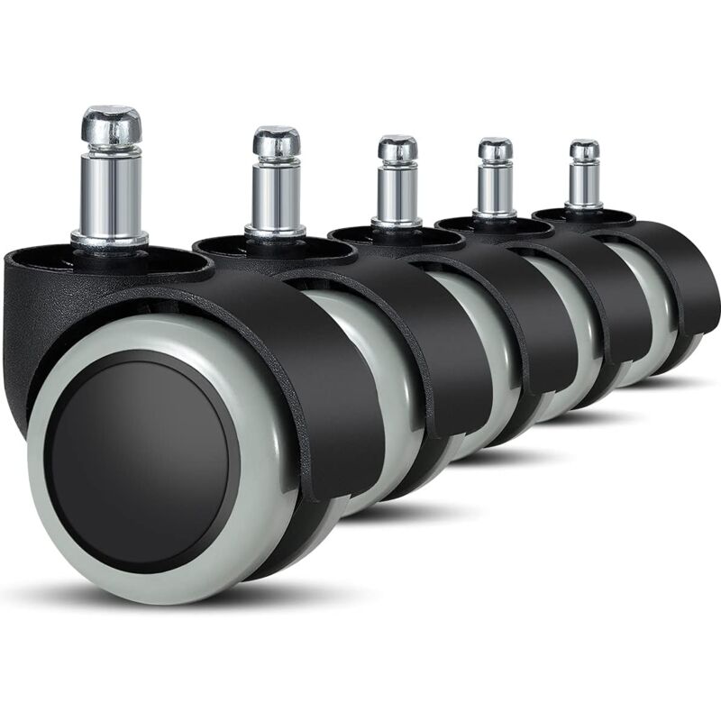 XVX - jamais utilisé] Lot de 5 roulettes pour chaise de bureau - 11 mm/22 mm - Roulettes de rechange pour sols durs pour chaises de gaming, chaises
