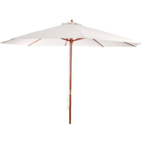 [JAMAIS UTILISÉ] Parasol en bois, parasol de jardin Florida, parasol de marché, 3,5m, crème