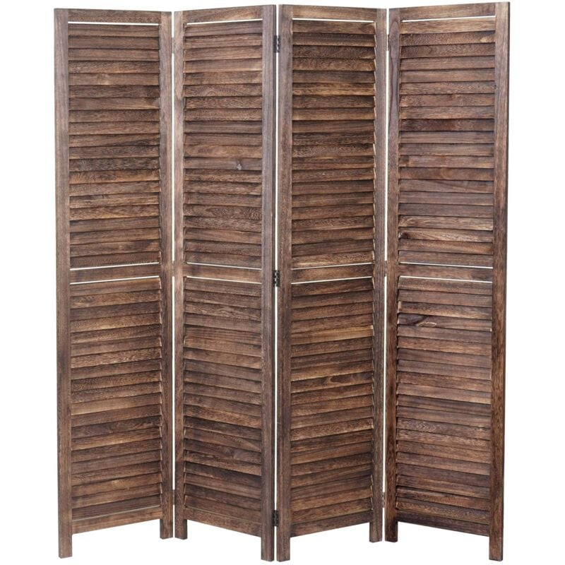 Jamais utilisé] Paravent HHG 836, paroi de séparation, shabby, 170x160cm, brun