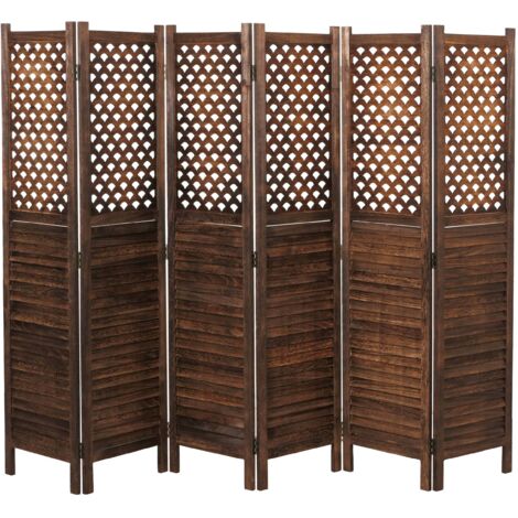 [JAMAIS UTILISÉ] Paravent HHG-916, Séparation de pièce Cloison de séparation, ornements 170x245cm, brun