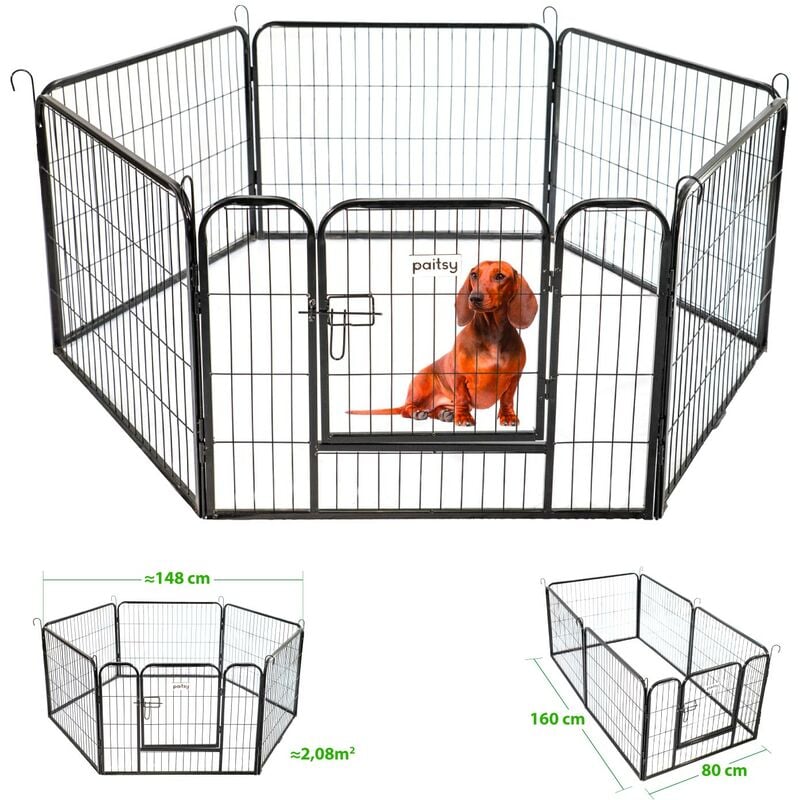 Makita Parc Enclos Pour Chien Chiot Et Lapin Gardeo80X60X6, 6 Panneaux 80X60Cm, 1,28M2, Modulable, Intérieur Et Extérieur, Pliable,