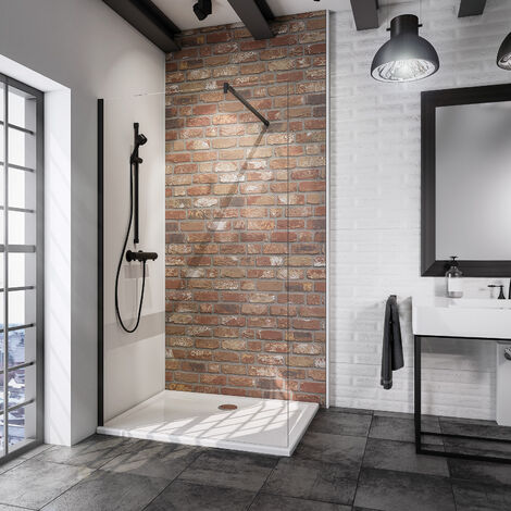 [JAMAIS UTILISÉ] Paroi de douche à l'italienne, profilé noir, paroi fixe Walk In NewStyle Schulte, verre transparent anticalcaire 5mm, 90 x 190 cm