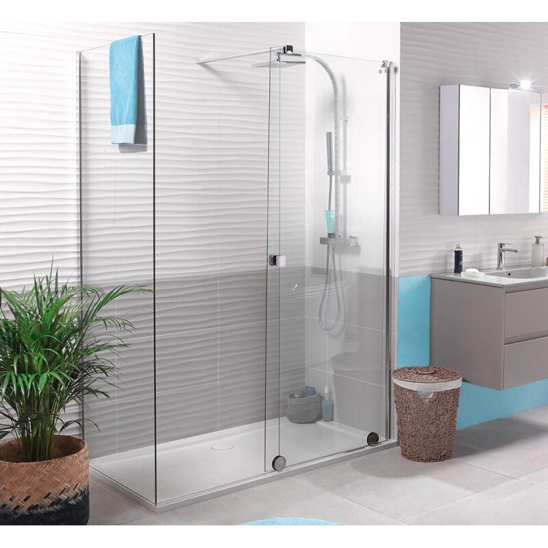 Jamais utilise] Paroi de Douche Coulissante Alterna Pureday Verre Timeless Profilé Chromé 160cm Fixe à Droite - 6875645