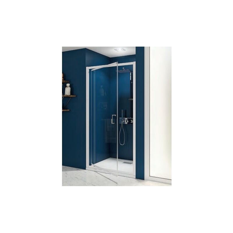 Paroi Douche Kinedo Smart Express Porte Pivotante Réversible 80x190cm Verre Transparent Profilé Blanc-PA1901BTNE-NEUVE