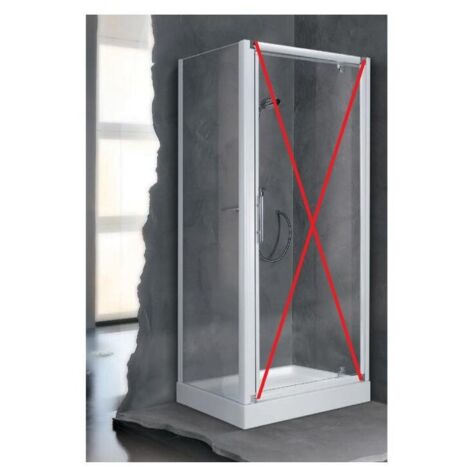 [JAMAIS UTILISE] Paroi de Douche NOVELLINI Lunes 2.0 Panneau Fixe 84 Extensible 84-90cm Verre Trempé Profilé Blanc - LUNF84-1A