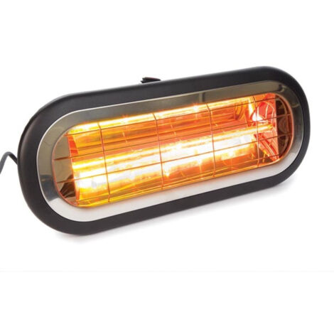 [JAMAIS UTILISE] Perel Terras-/parasolverwarmer, 2000 W, low glare, met aan-/uitschakelaar, beugel voor plafond- en wandmontage, spatwaterdicht, 1 warmteniveau, metaal, zwart