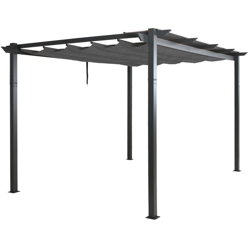 HHG - jamais utilisé] Pergola en aluminium 053, pavillon de jardin Pavillon de jardin, structure stable de 8cm toit coulissant UV50+ 3x4m, anthracite