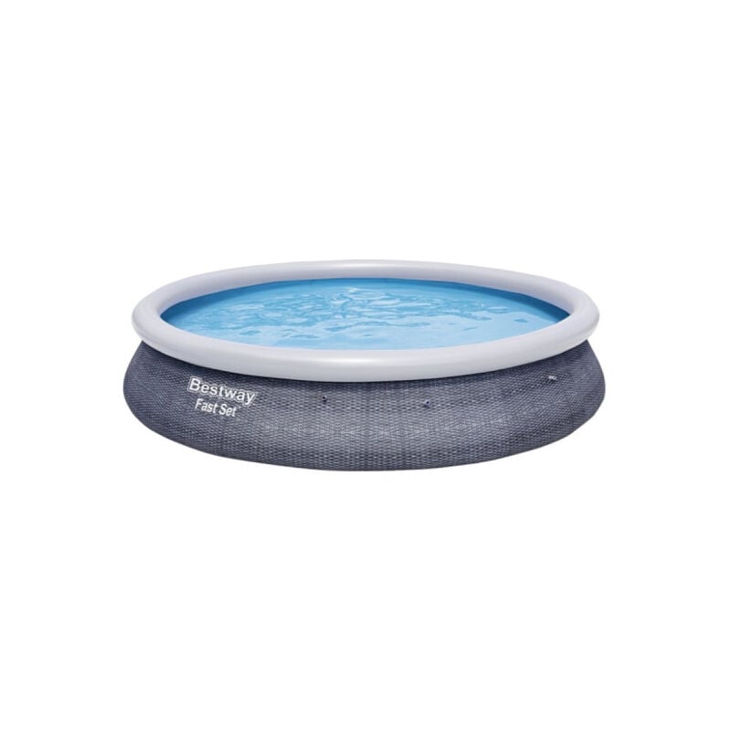 Bestway - jamais utilisé] Piscine auto-portante ronde 396 x 84 cm - 7340 l - motif rotin - Fast Set - 57376