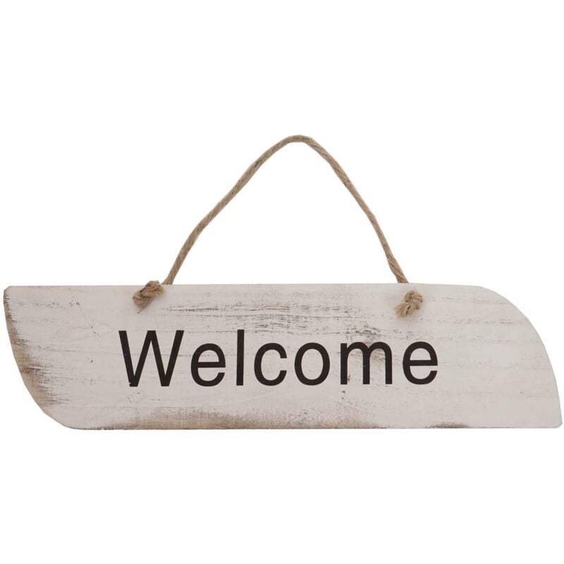 Jamais utilisé] Planche murale Welcome, planche décorative, panneau style shabby, vintage, 10x43x1cm, blanc