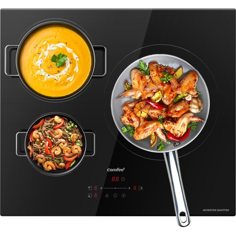 Comfee - jamais utilisé] Plaque de cuisson induction 3 zones - 3 boosters - 7200W - L59 x P52 cm CIH721T278K0 - Noir