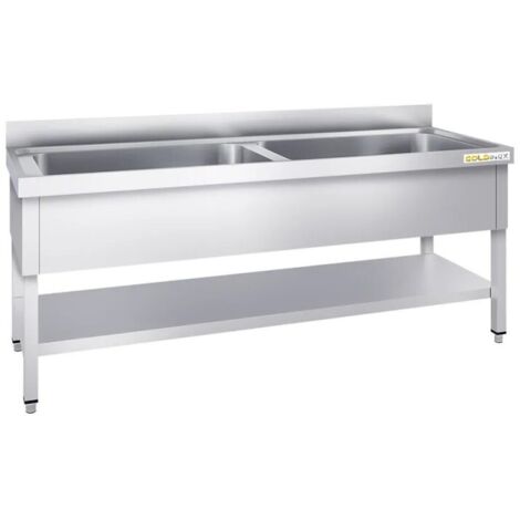 [JAMAIS UTILISE] Plonge Inox GOLDINOX 2 Grandes Cuves L2000mm P700mm H850mm - TRX2072