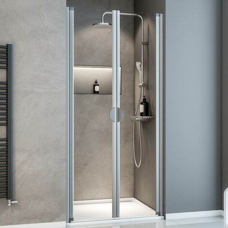 [JAMAIS UTILISÉ] Porte de douche battante, verre 5 mm transparent, Sunny ExpressPlus Schulte, profilé alu-nature, 90 x 180 cm