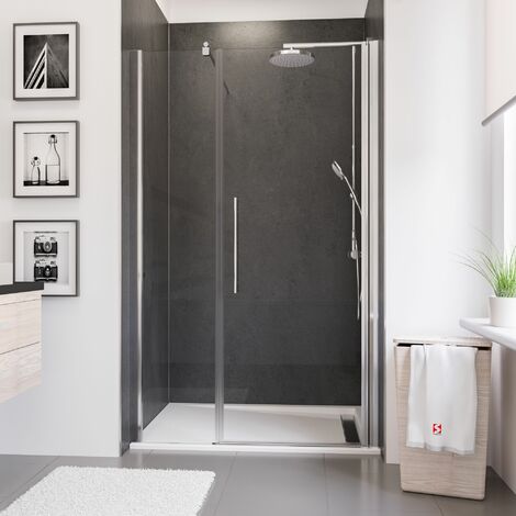 [JAMAIS UTILISÉ] Porte de douche batttante, verre 5 mm anticalcaire, grande niche, Style 2.0, Schulte, profilé mural aspect chromé, 120 x 192 cm