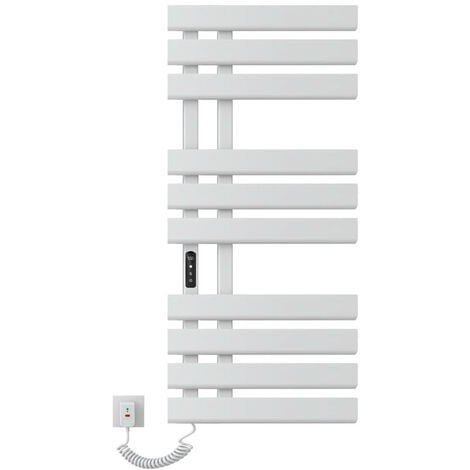 ESIP [JAMAIS UTILISÉ] Porte Serviette Electrique, 500x1100mm Chauffe Serviette Thermostatique Intelligent, Mural Radiateur Salle de Bain, Serviettes Chauffant Seche, économie d'énergie, Affichage LED, Blan