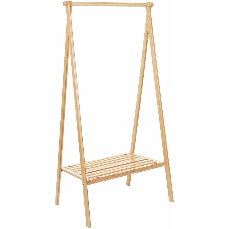 Jamais utilisé] Portemanteau HHG 730, bambou, pliable, 150x84x57cm