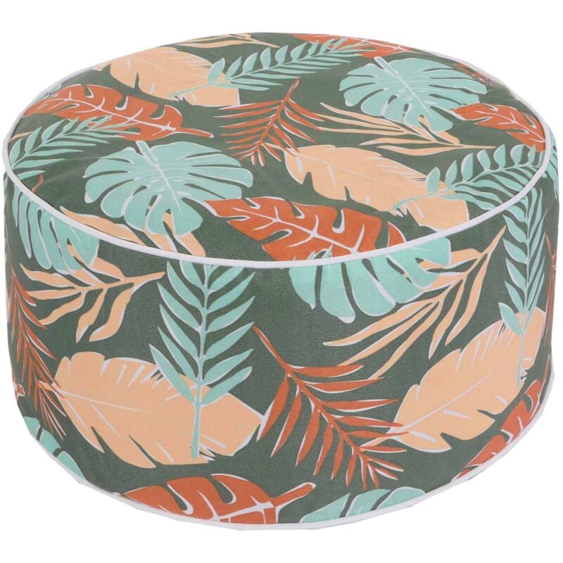 HHG - jamais utilisé] Pouf 840, Pouf Pouf de jardin, gonflable In-/Outdoor Spun Poly 29x55cm, Design de feuille