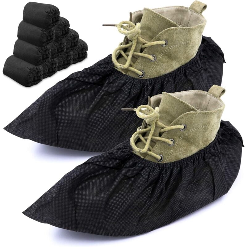 XVX - jamais utilisé] Couvre-chaussures professionnels – Paquet de 100 Bottines et chaussures jetables noires élégantes Taille unique Durable