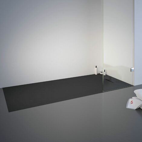 [JAMAIS UTILISÉ] Receveur de douche de plain-pied, décor effet Pierre anthracite, ultra léger, recoupable, Schulte, 80 x 160 cm