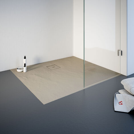 [JAMAIS UTILISÉ] Receveur de douche de plain-pied, décor Sahara, résine minérale, Schulte, rectangle 90 x 100 cm