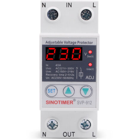 [JAMAIS UTILISÉ] Régulateur de tension 230V – Relais de protection contre surtensions 63A – Affichage tension en temps réel – Réglable pour appareils électriques