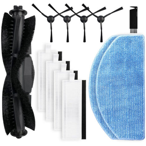 [JAMAIS UTILISÉ] Remplacement compatible avec robot aspirateur Honiture G20 / G20 Pro, 1 brosse rotative, 4 brosses latérales, 4 filtres Hepa, 2 lingettes serpillière accessoires de rechange,1outil de