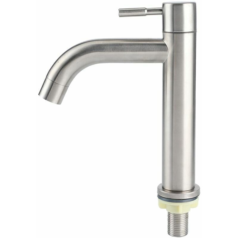 [JAMAIS UTILISÉ] Robinet simple de lavabo en acier inoxydable 304 – Finition brossée – Technologie d'étanchéité en céramique – Grand bassin monotrou