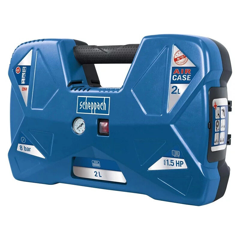 Scheppach - jamais utilisé] Compresseur portatif 1,1kW 8 bar 2L - air case