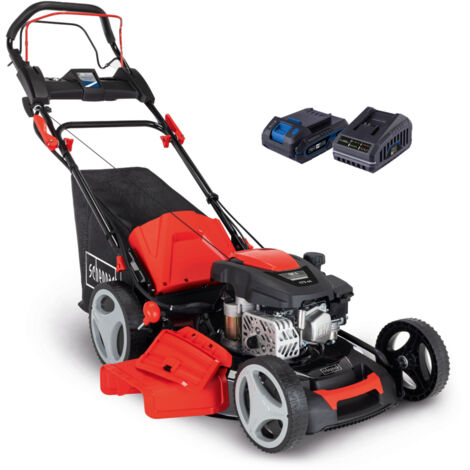 [JAMAIS UTILISE] Scheppach Tondeuse thermique 7en1 à démarrage hybride MS173-51E - 173 cm³ - largeur de coupe 51 cm - hauteur de coupe 25-75 mm - 65L -  1 bat 2Ah + chargeur inclus