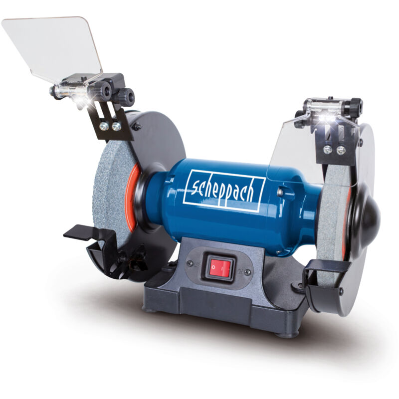 [JAMAIS UTILISÉ] Scheppach Touret Mixte SM200L - Puissance 500W - Pare-étincelles réglable - Porte-outils réglables - Meules en grain 36 et 60 de
