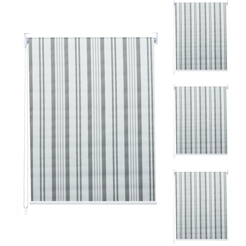 [JAMAIS UTILISÉ] Set de 4 stores à enroulement HHG-474, store à enroulement latéral, 120x230cm protection solaire opaque, gris/blanc