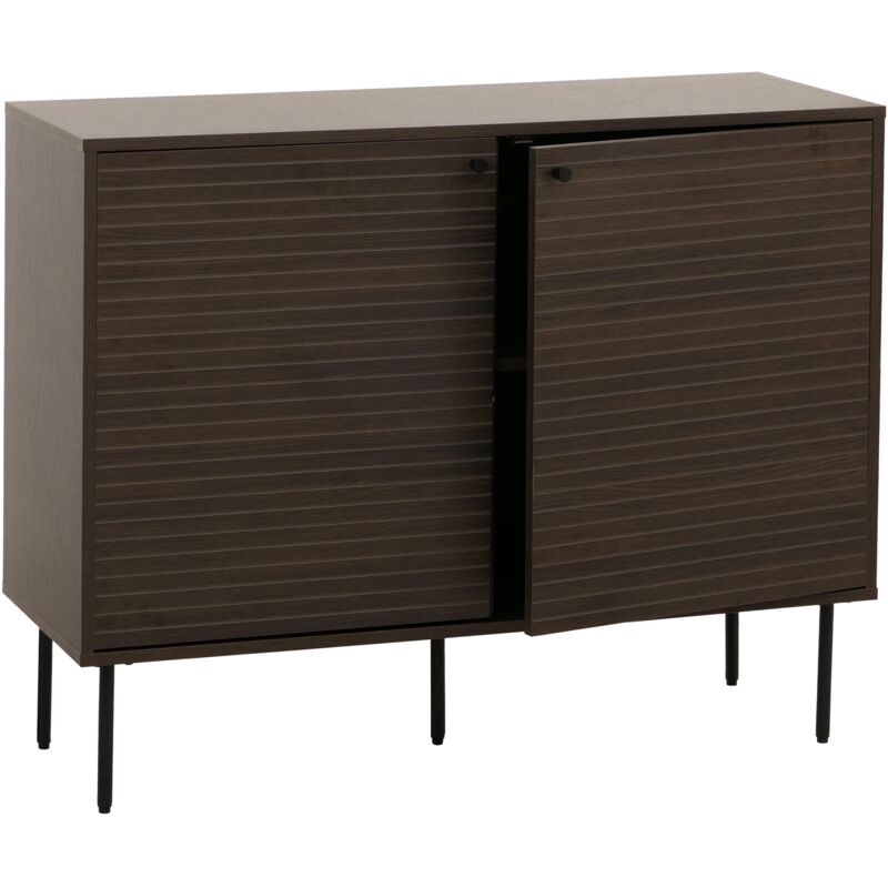 Jamais utilisé] Sideboard HHG 288, Commode Armoire Buffet, style scandinave Métal Bois Mélamine mvg 86x110x40cm, brun foncé