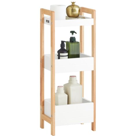 [JAMAIS UTILISE] SoBuy SoBuy Armoire de toilette 3 compartiments - 28x74x20 cm - Bois/Blanc