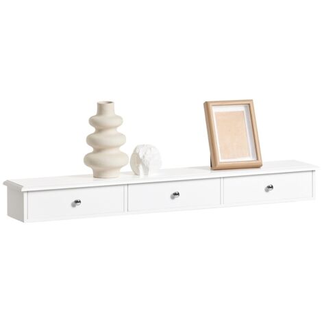 [JAMAIS UTILISE] SoBuy SoBuy Etagère murale avec 3 tiroirs - Max. 10 kg - 91 x 15 x 10 cm - Blanc