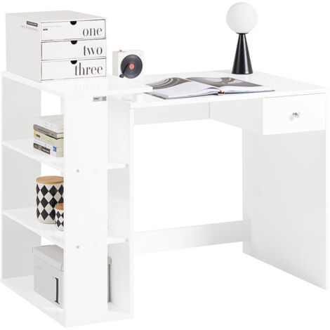 [JAMAIS UTILISE] SoBuy SoBuy FWT35-W Bureau Table de travail Table d'ordinateur - Trois étagères - Tiroir - Blanc