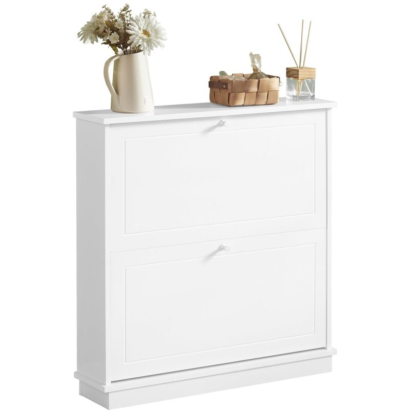[JAMAIS UTILISE] SoBuy SoBuy Meuble à chaussures avec 2 tiroirs - MDF - 76 x 18 x 78 cm - Blanc