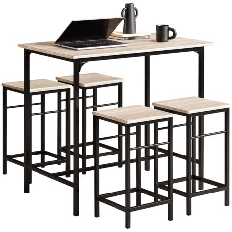 [JAMAIS UTILISE] SoBuy SoBuy Table de bar avec 4 tabourets - Moderne - max 120 kg - Noir / Marron