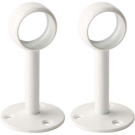 [JAMAIS UTILISÉ] Support de tringle à rideaux 2 Pcs 26 mm – Acier inoxydable blanc brillant – Installation plafond avec vis – Usages multiples pour armoire et balcon