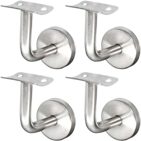 [JAMAIS UTILISÉ] Supports de Main Courante pour Fixation Murale Supports de Rail d'escalier Inox Supports Muraux Supports de Main Courante pour Rampe Escalier Support Mural de Garde-Corps Argent 4 Piè