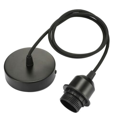 [JAMAIS UTILISÉ] Suspension E27 avec anneau à vis, câble tissu réglable 100cm, suspension compatible avec abat-jour, douille idéale pour suspension de cuisine, noir
