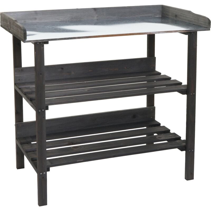 HHG - jamais utilisé] Table à plantes 644, table de jardinier table à fleurs étagère à plantes, Outdoor bois sapin certifié mvg, 86x92x41cm,
