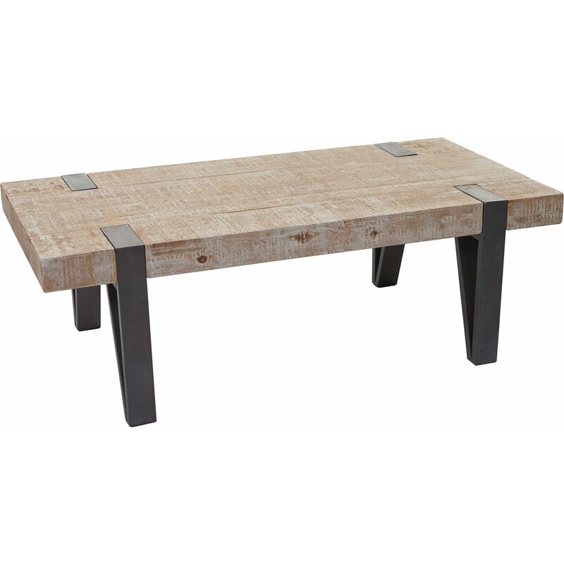 HHG - jamais utilisé] Table Basse de Salon 891b, Sapin Bois Massif Rustique 40x120x60cm