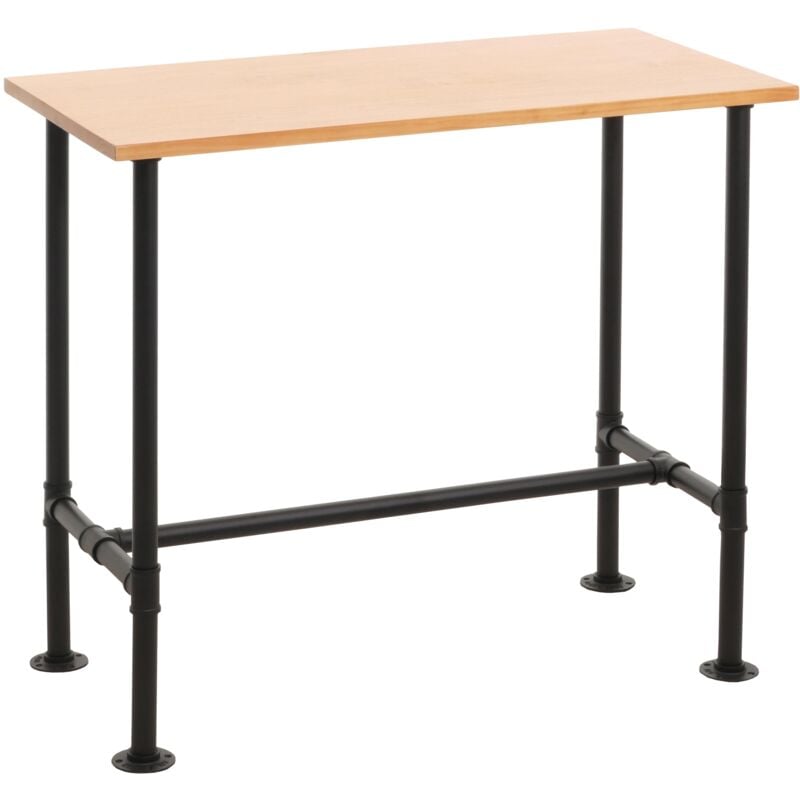 HHG - jamais utilisé] Table de bar 026, table de bar, table de bistrot, repose-pieds en métal industriel pin massif 108x120x61cm, naturel