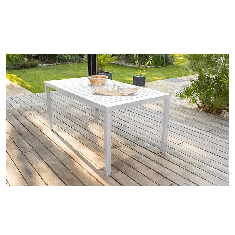 [JAMAIS UTILISE] Table de Jardin 7 Places DCB GARDEN Cayenne Aluminium Blanc 150x90x67cm - CAYENNE-S3